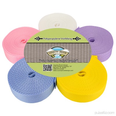 Country Brook Design® 1 Inch Polypro Webbing #3 Pastels, 5 Yards of 5 Colors